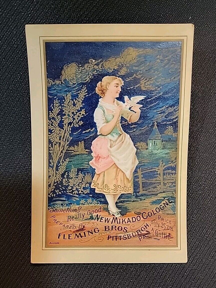 c1888 Victorian Trade Card Fleming Brothers New Mikado Cologne Bufford Litho