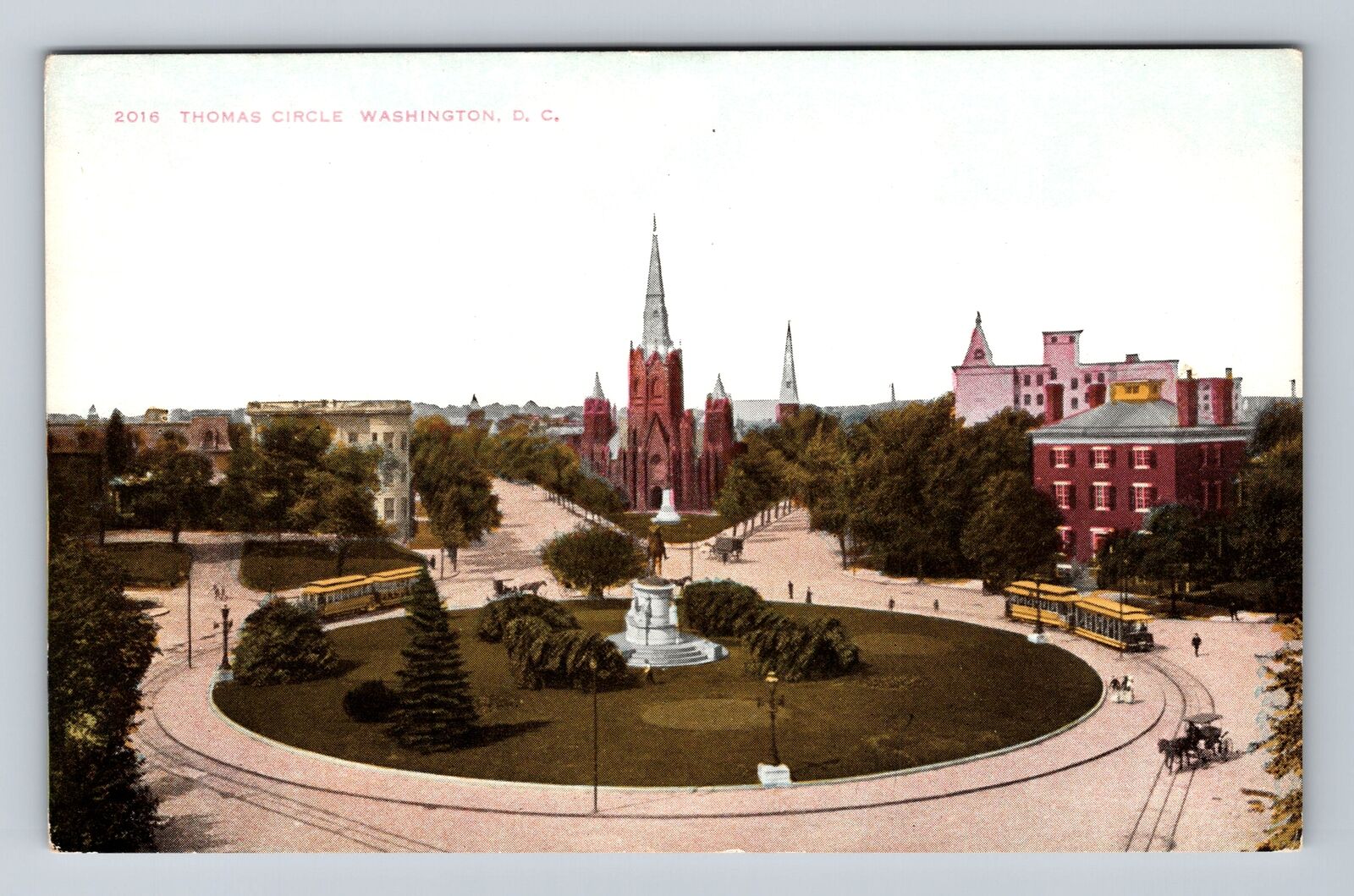 Washington DC, Thomas Circle, Gen. George H. Thomas Statue Vintage Postcard