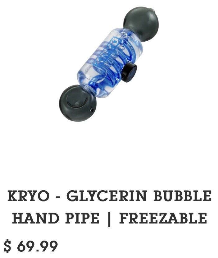 Freezable Hand Pipe / Bowl- Glycerin Gel Hemper Kryogel Bubble Pipe- New In Box