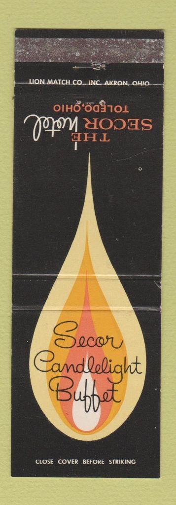 Matchbook Cover - Secor Hotel Toledo OH Candlelight Buffet