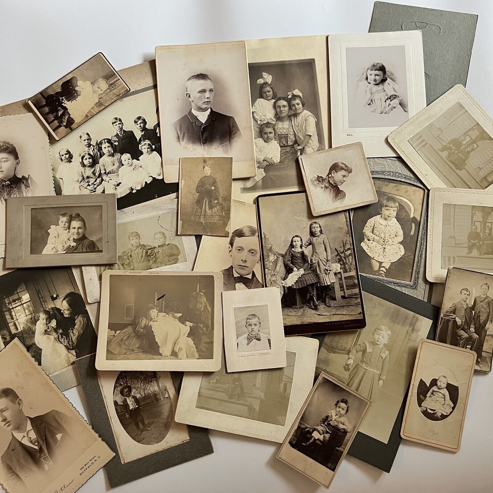 Antique Photograph Cabinet Card & CDV Lot Of 25 Children Boy Girl Damaged