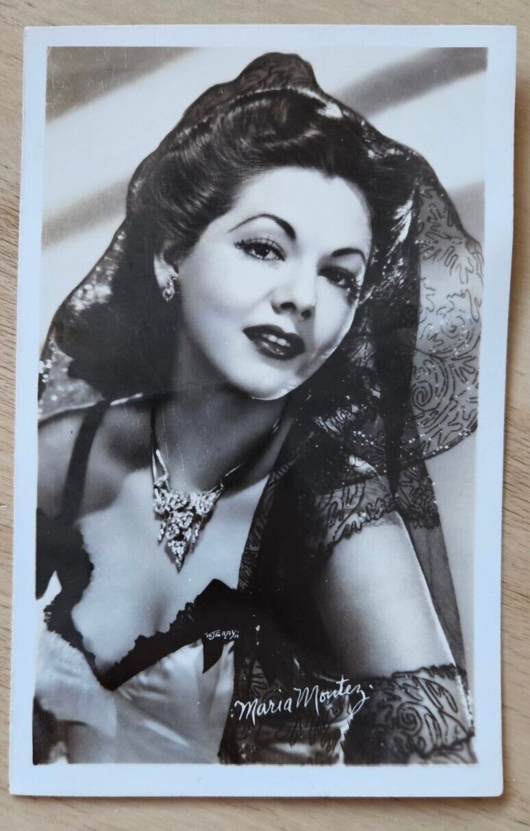 Maria Montez Postcard Sexy Facsimile signed RPPC Unused Signature 1940s