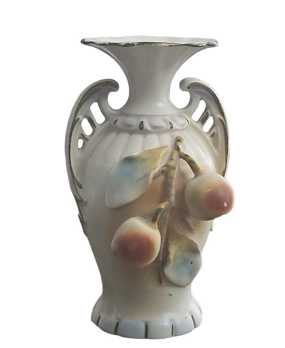 Antique 1900s Amphora Vase Art Nouveau Grapes Early Austria Handpainted Gilded 