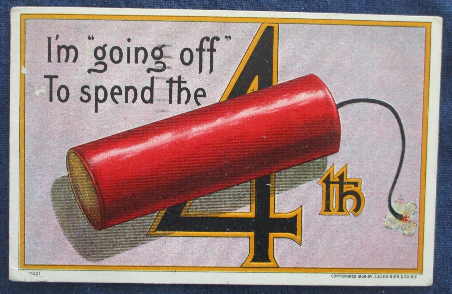 1908 Fourth of July Firecracker Greeting Postcard