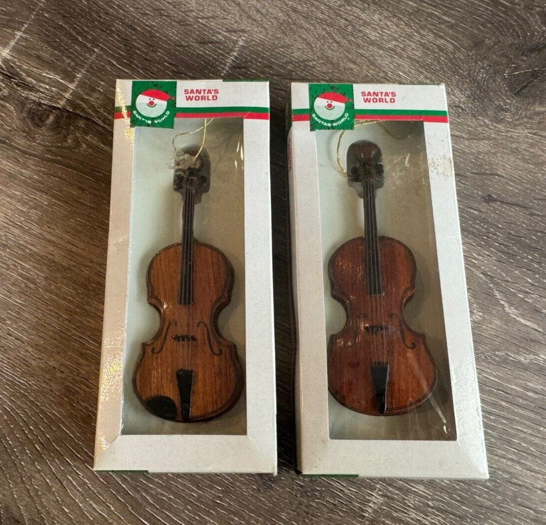 Set of 2, Santa's World Kurt Adler Violin Christmas Ornament