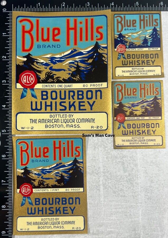 Blue Hills Bourbon Whiskey Label Set - MASSACHUSETTS