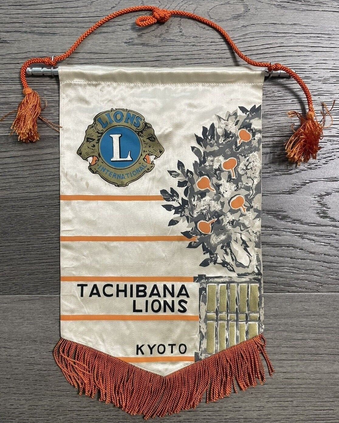 Vintage Lions Club International Banner Flag Kyoto Japan Tachibana