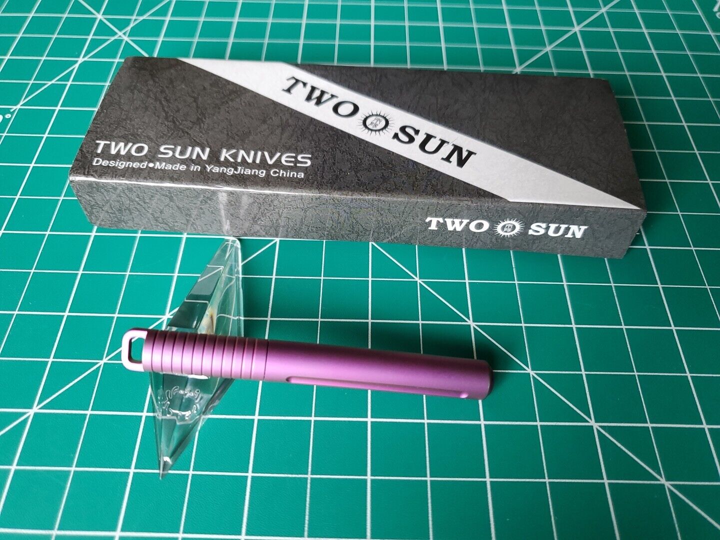 Two Sun Knives Purple Titanium Keychain Pen