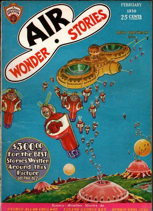 Air Wonder Stories Feb 1930 Pulp Frank Paul Cvr; George Allan England; Henrik...