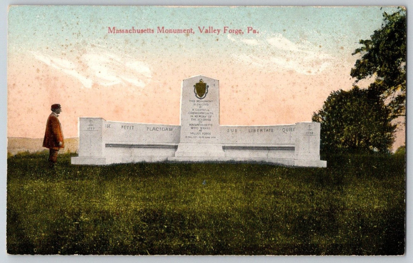 Antique Postcard~ Massachusetts Monument~ Valley Forge, Pennsylvania