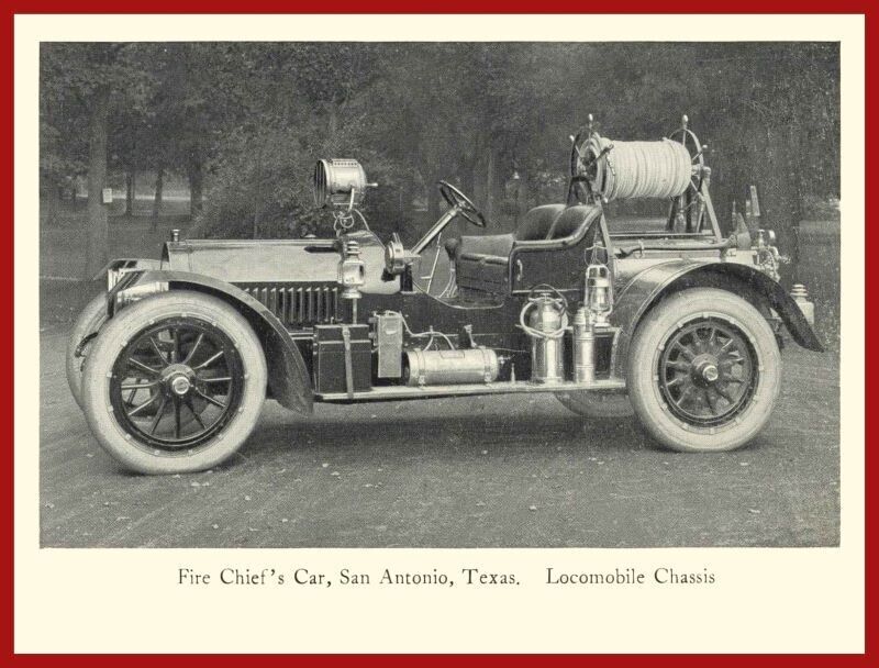 1912 Locomobile San Antonio Texas Fire Chief\'s Car New Sign: 18x24\