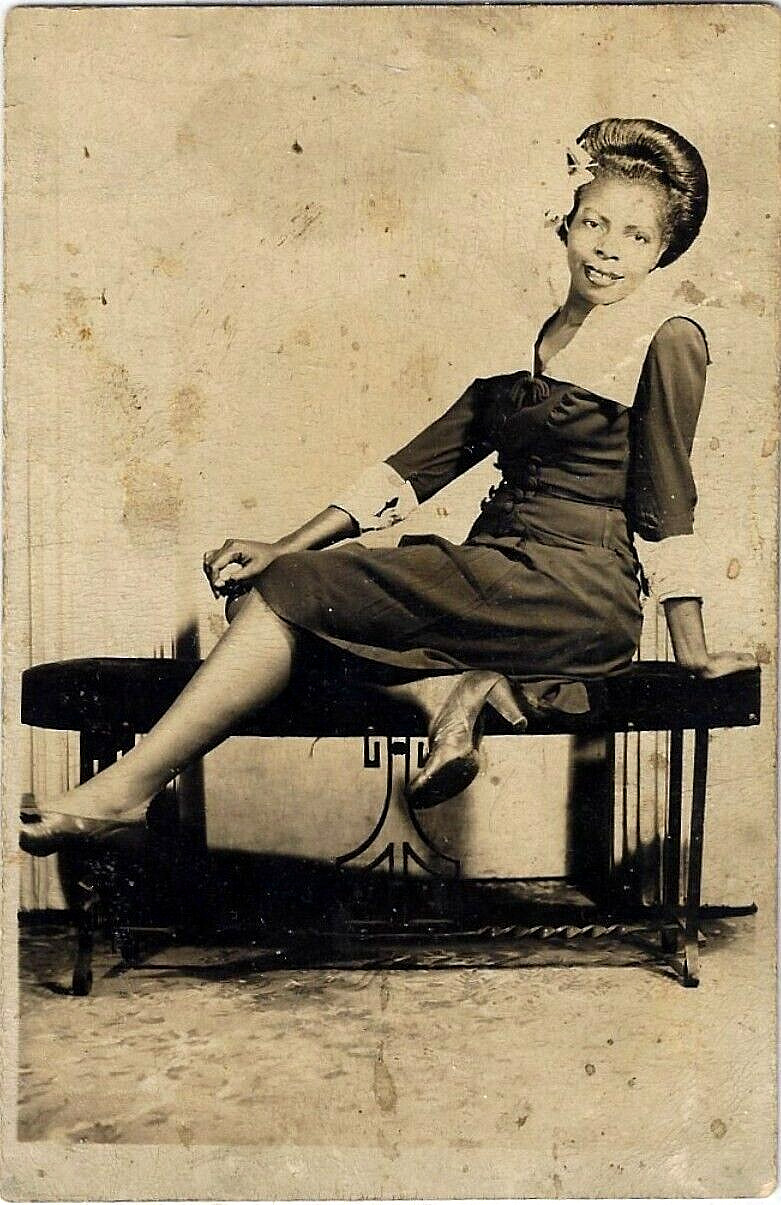 Vintage 1940s Photo~African American Beauty~Rosetta w Billie Holiday Hair Flower