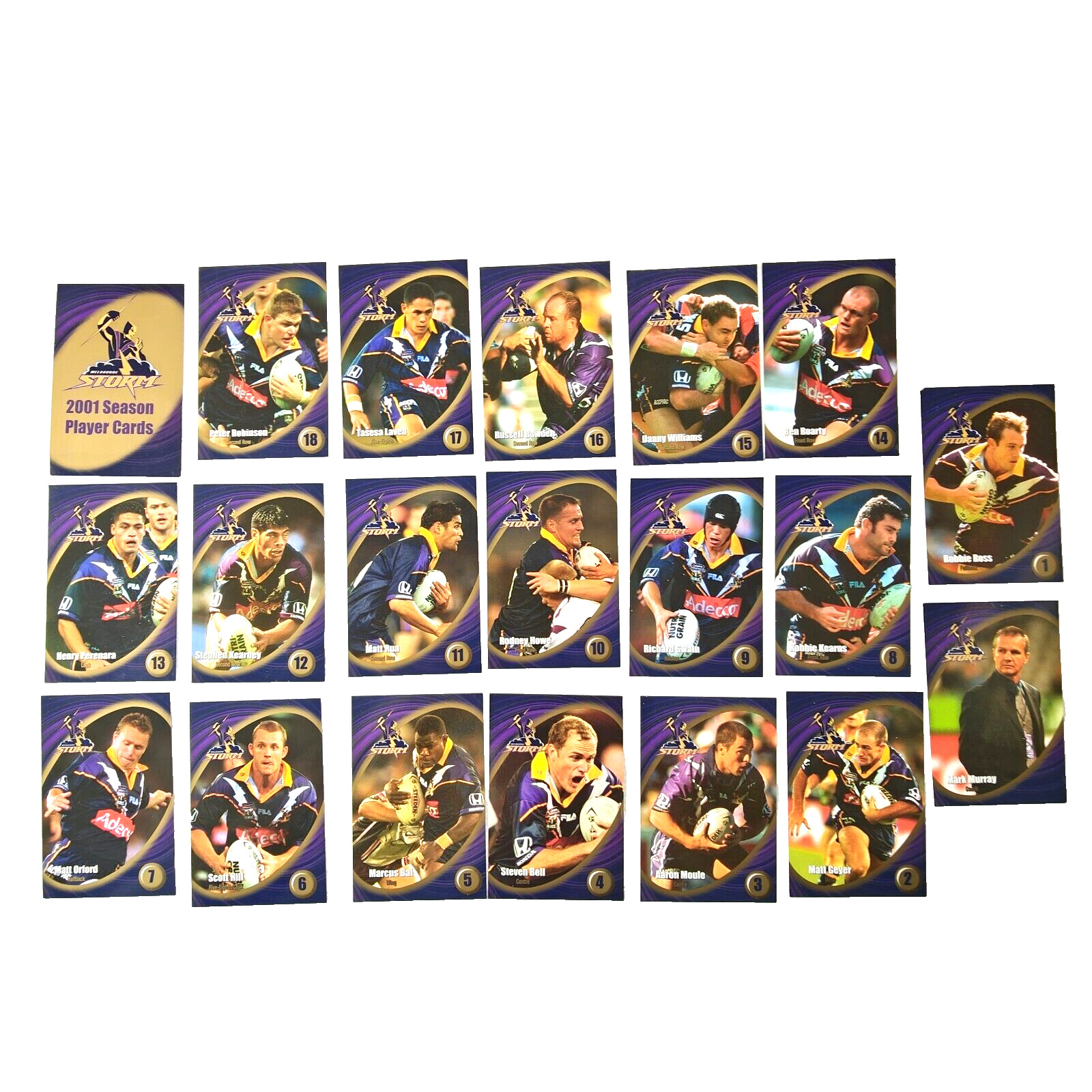 RARE NRL 2001 SEASON MELBOURNE STORM PLAYER CARDS Complete Set Lot RUGBY LEAGUE 