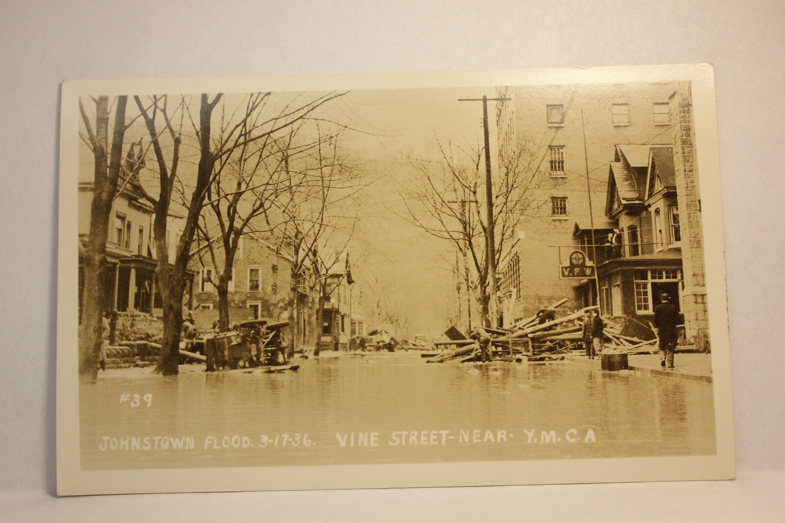 Postcard RPPC Johnstown Flood Vine Street Near YMCA Johnstown PA Y24