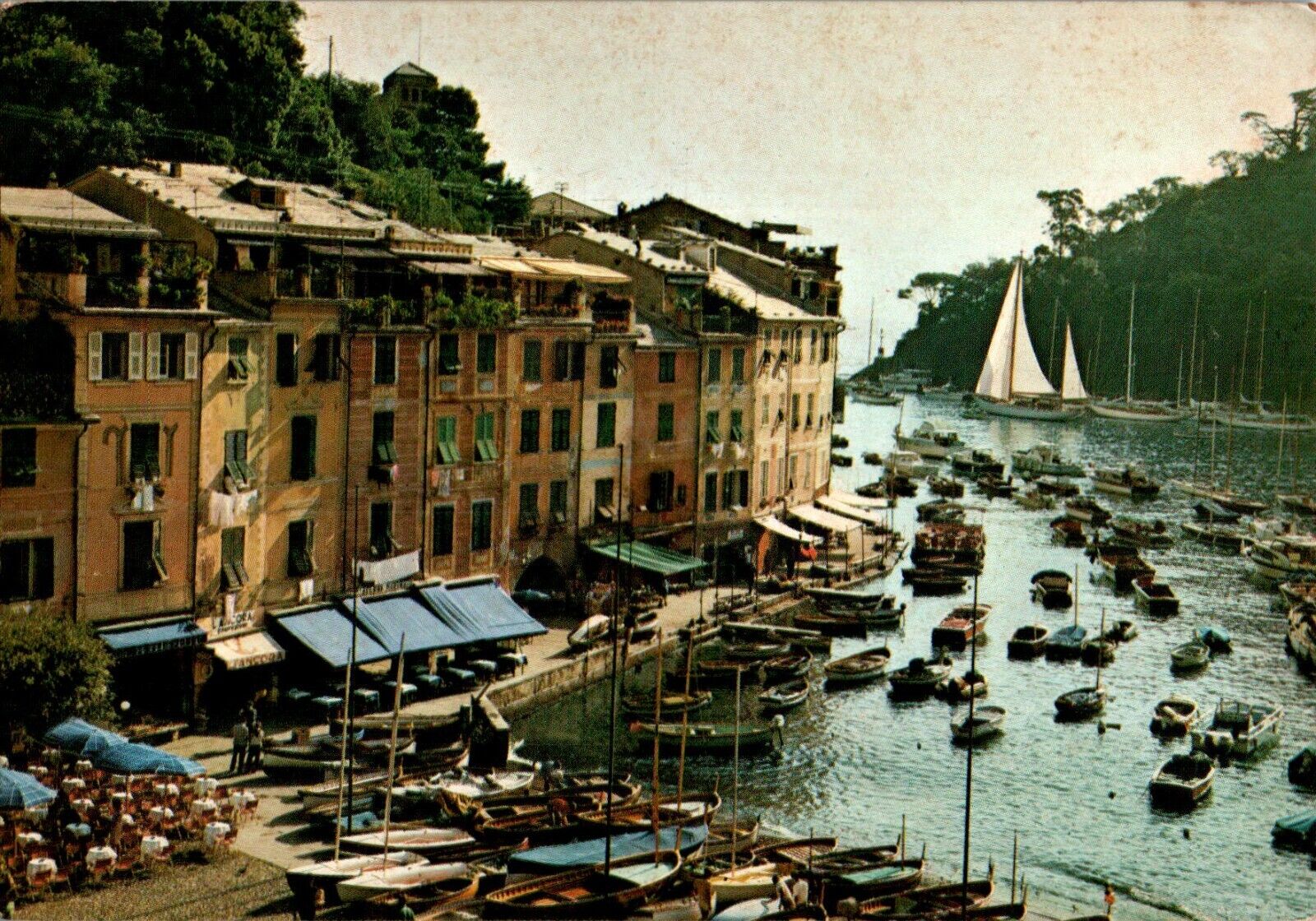 Boats, Buildings, Portofino, Italy Postcard