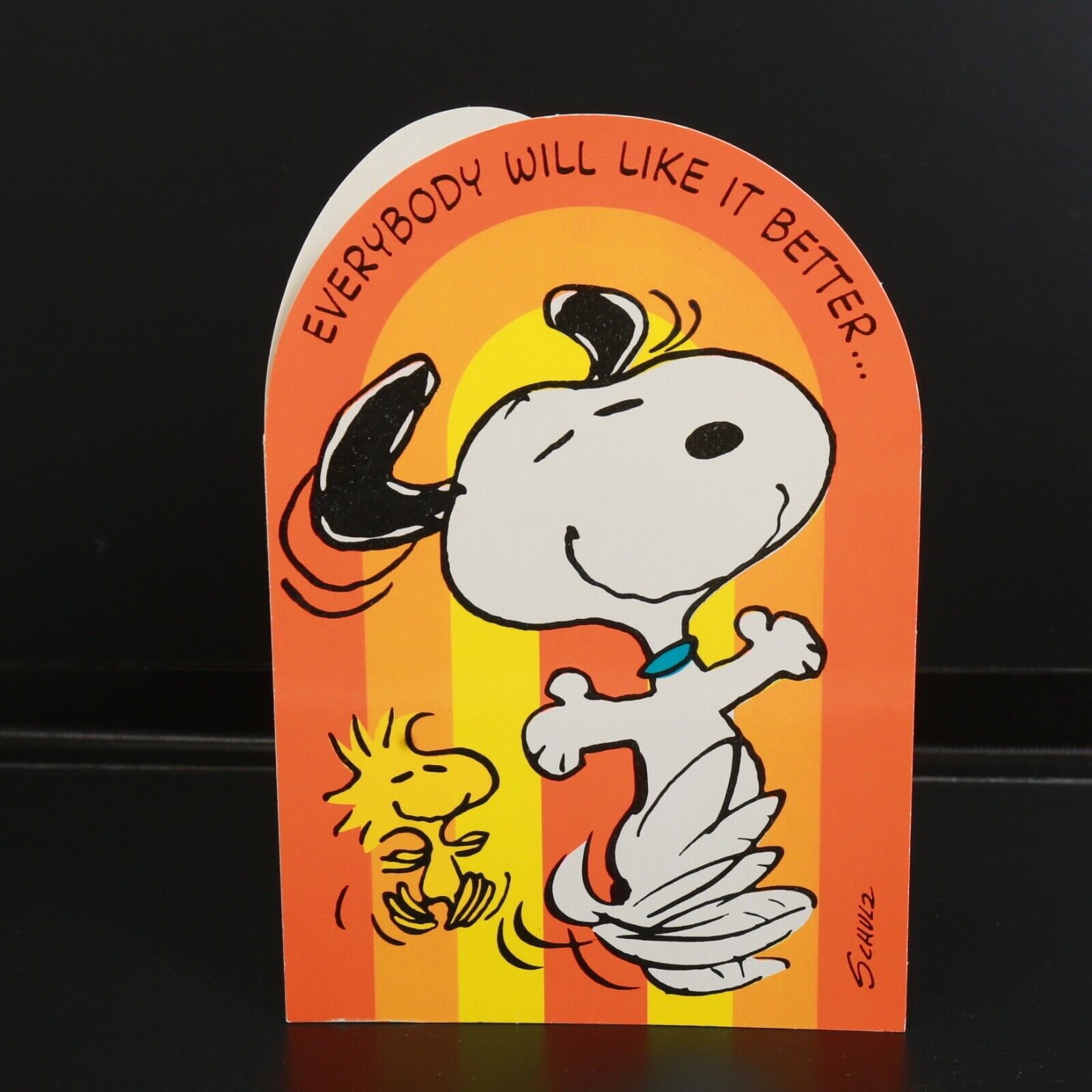 Snoopy Get Well Soon Orange Rainbow Woodstock Peanuts Embossed Ephemera Hallmark