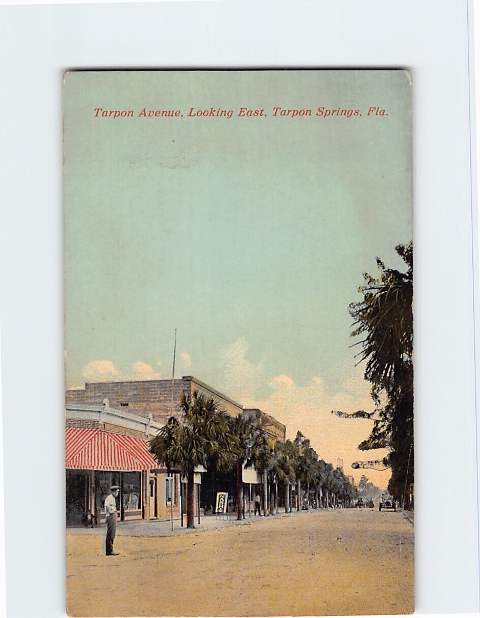 Postcard Tarpon Avenue Looking East Tarpon Springs Florida USA