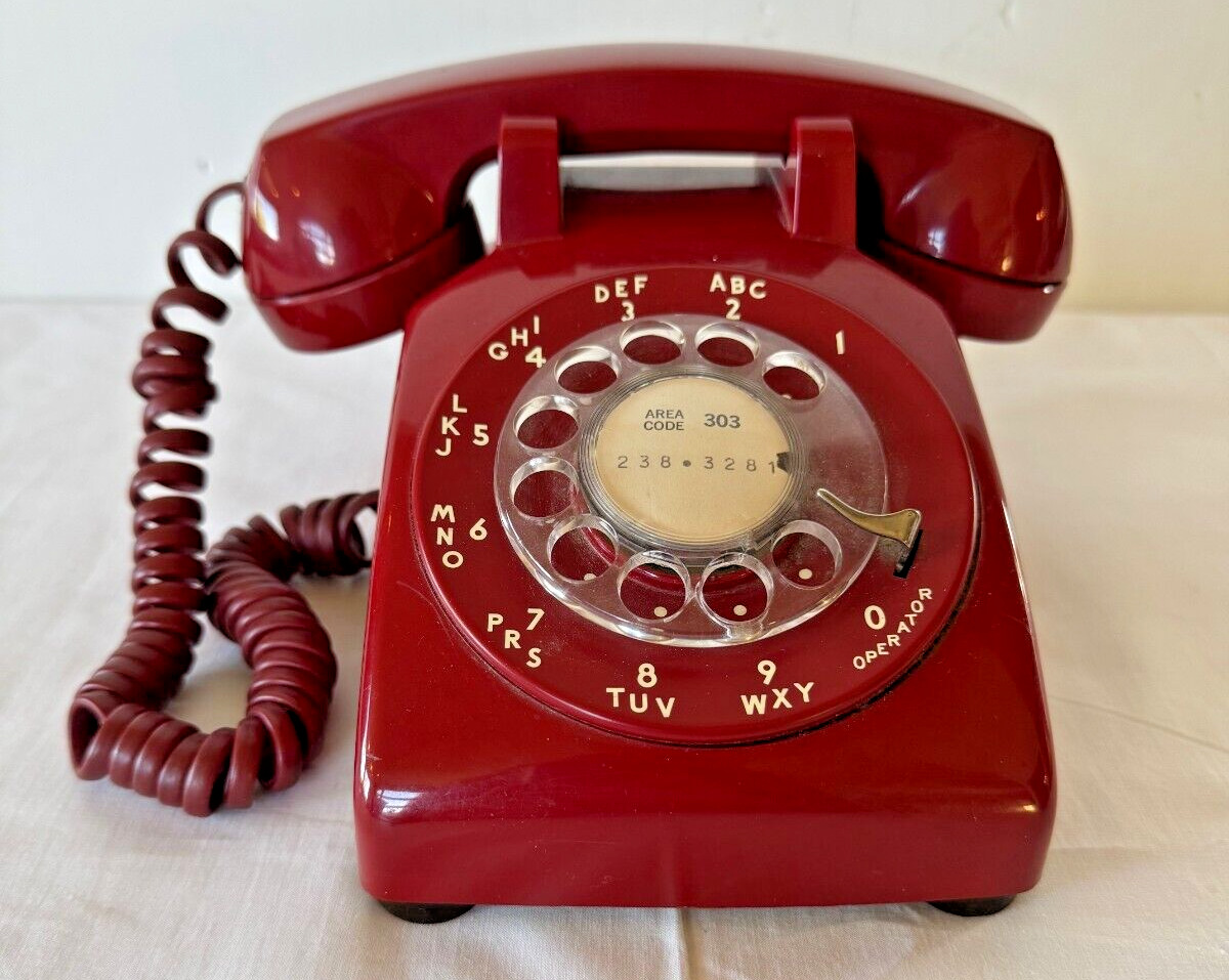 Vintage Red Telephone Desk Phone Rotary Dial Bell Western Electric UNTESTED