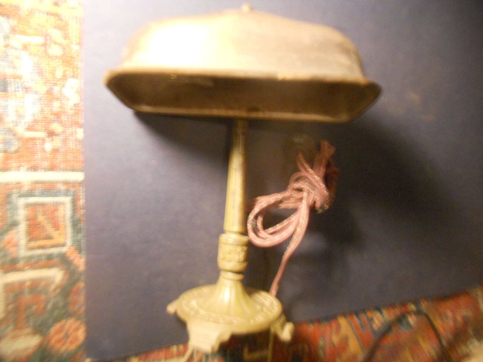 Antique BANKERS Brass LAMP Boudoir Art Nouveau Era 1910s 1920s needs rewiring