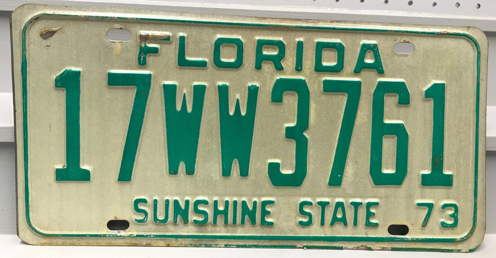 1973 Florida License Plate 17WW3761