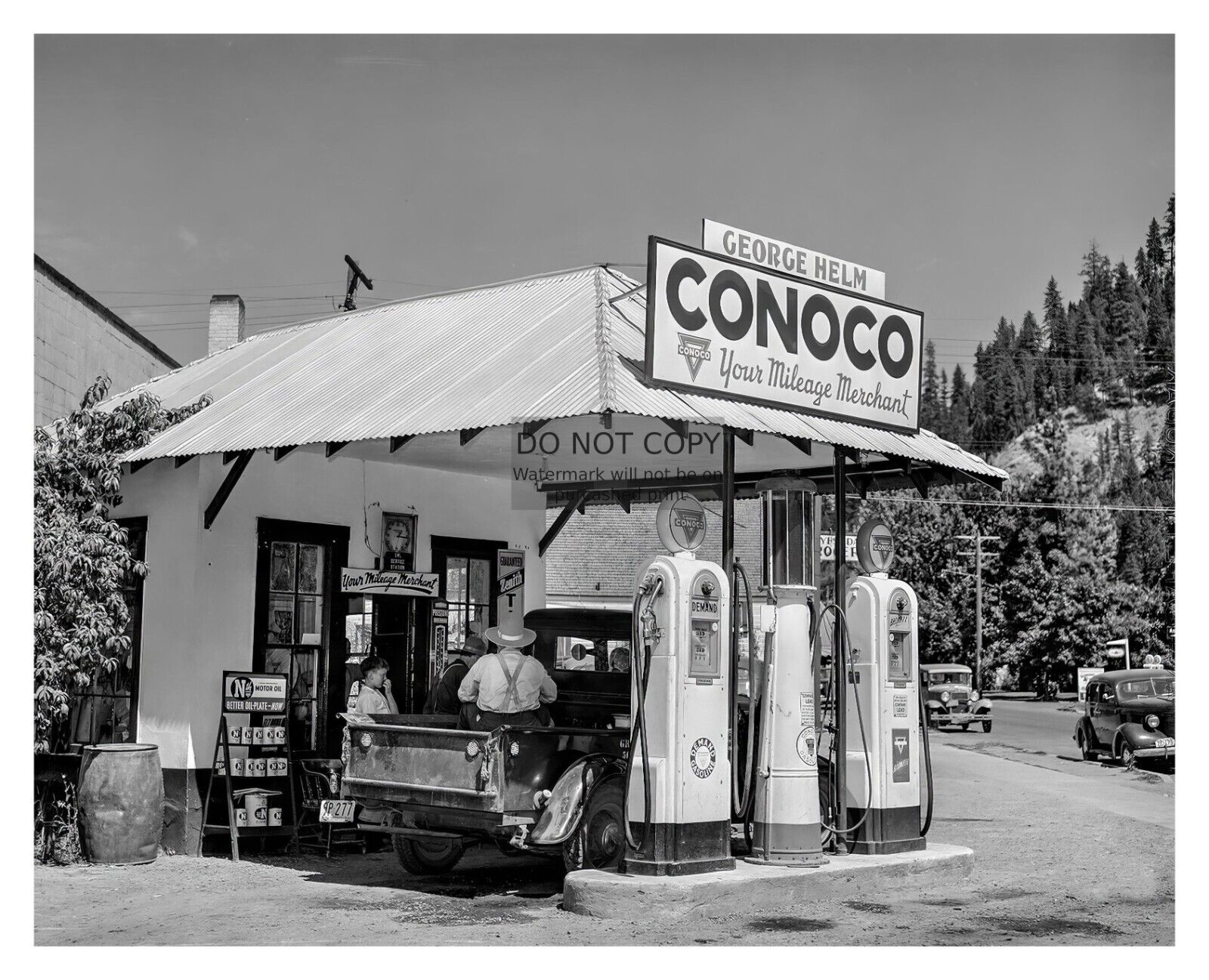 CONOCO GAS STATION OLD TRUCK OLD TRUCK 1941 OROFINO IDAHO 8X10 PHOTO