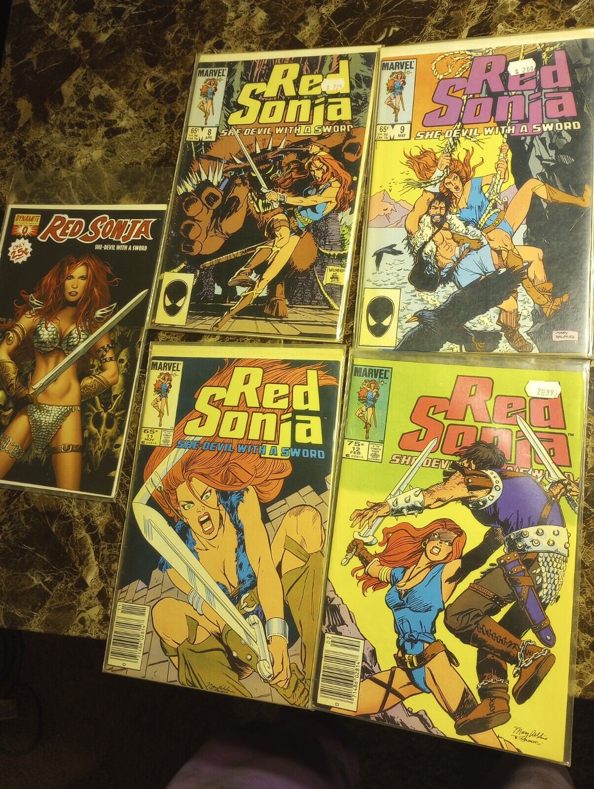 Red Sonja Comics Vintage Lot of 5 Marvel Comics IDW Dynamite 0 #8 #9 #11 #12