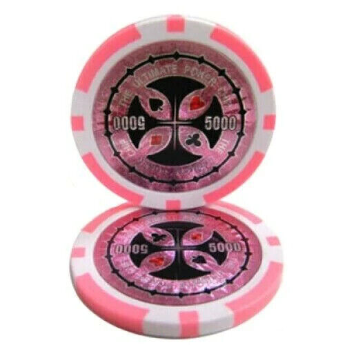 50 Pink $5000 Ultimate Poker Chips - Buy 2, Get 1 Free - Mix & Match
