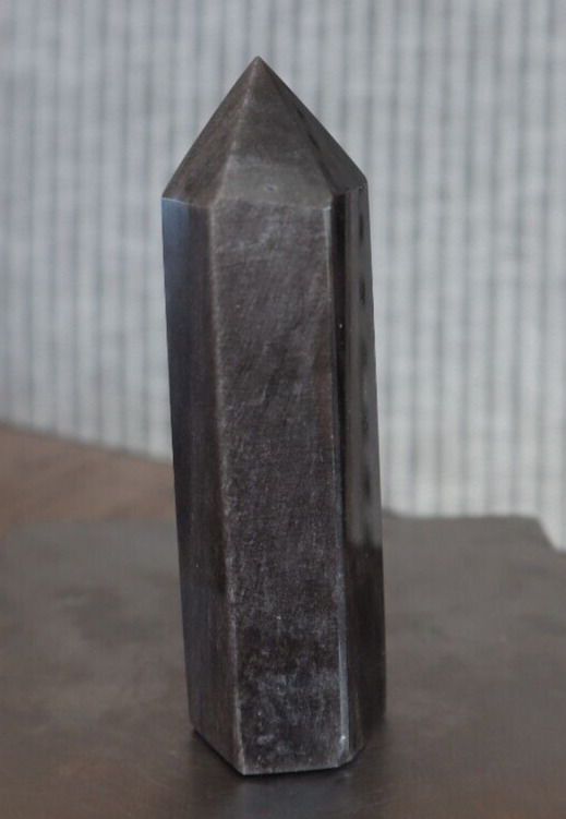 SILVER SHEEN OBSIDIAN POINT 3.39 INCHES TALL/ 80 GRAMS