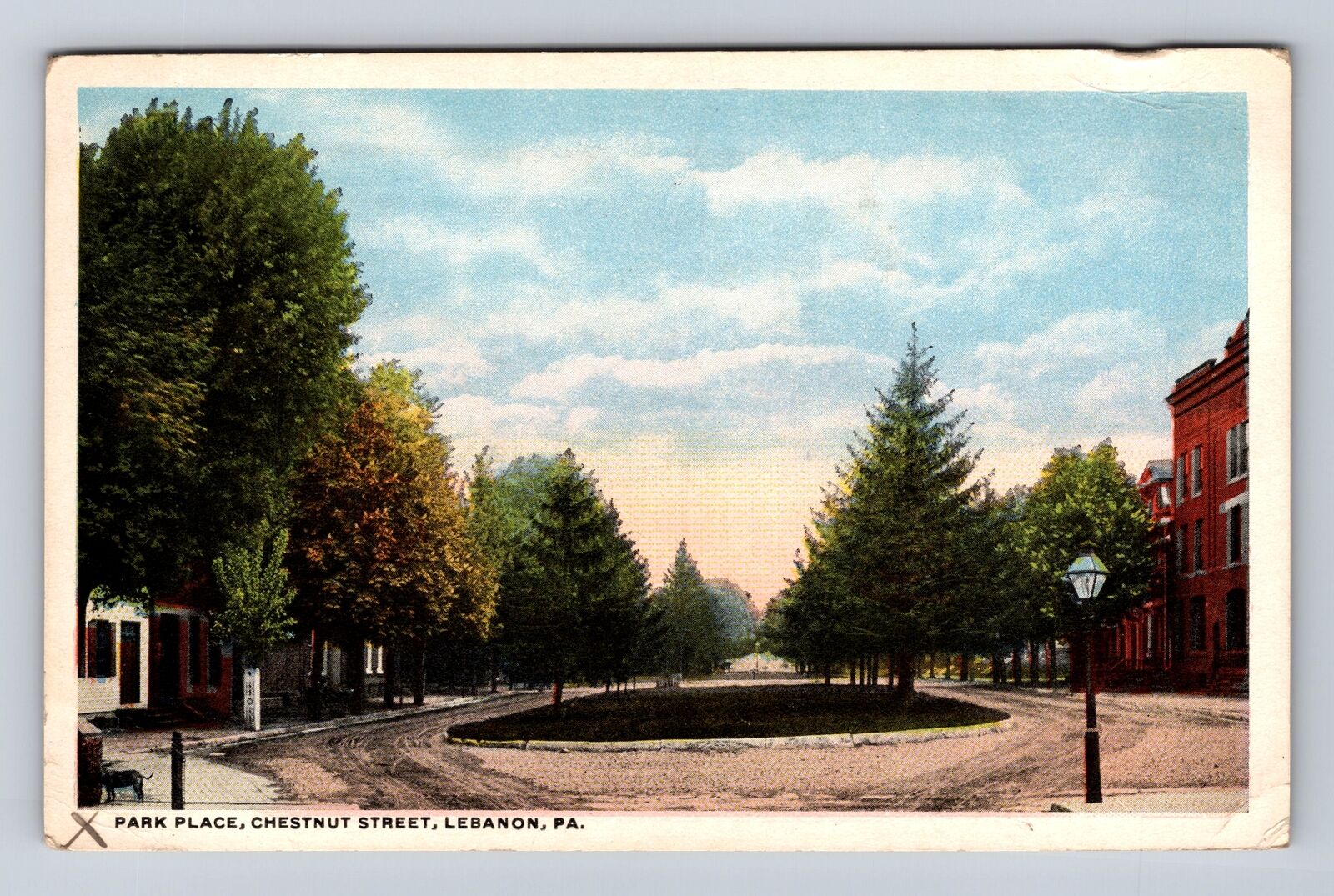 Lebanon PA-Pennsylvania, Park Place, Chestnut Street, Antique Vintage Postcard