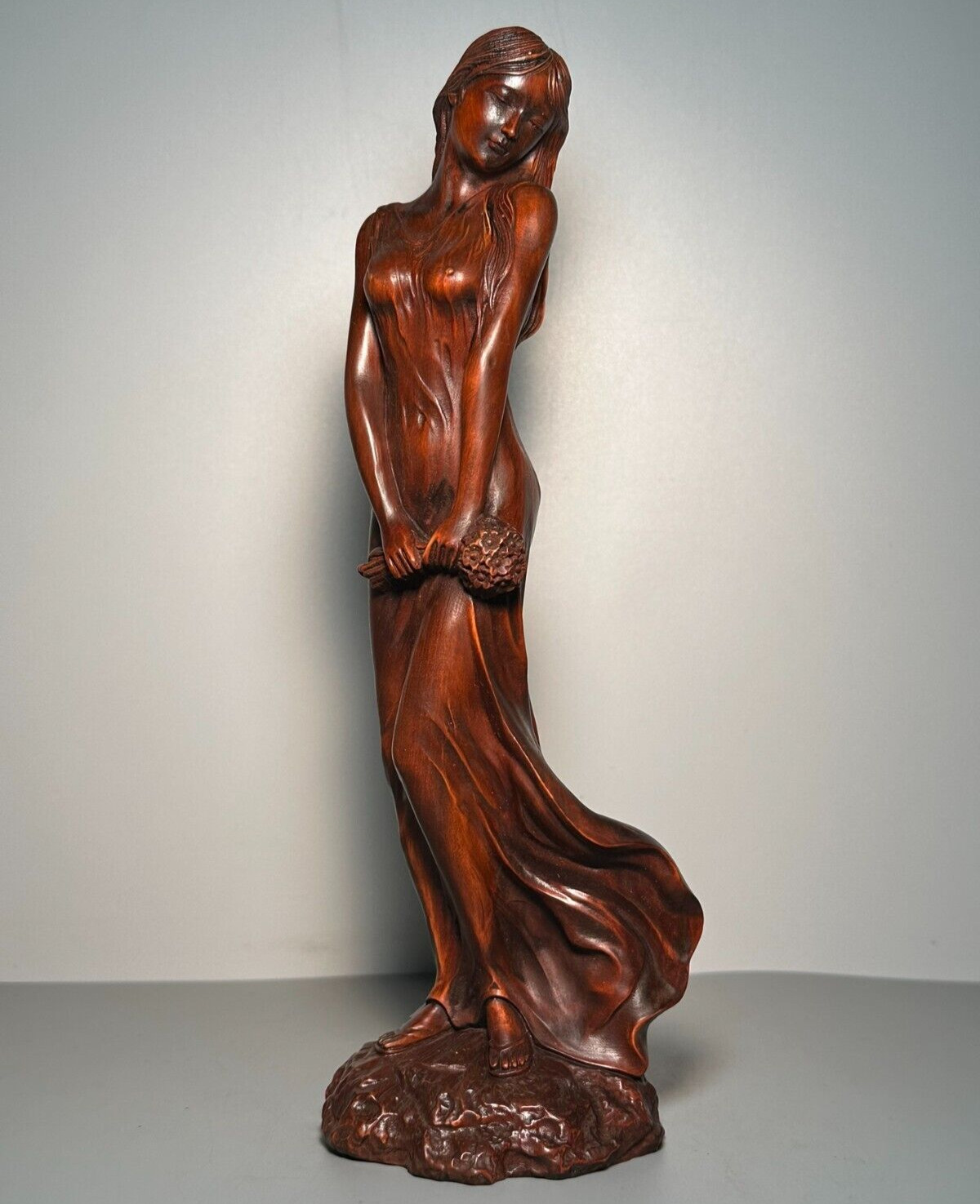 Chinese handmade Natural Boxwood Wood Carving Statue Exquisite Wooden Sculpture