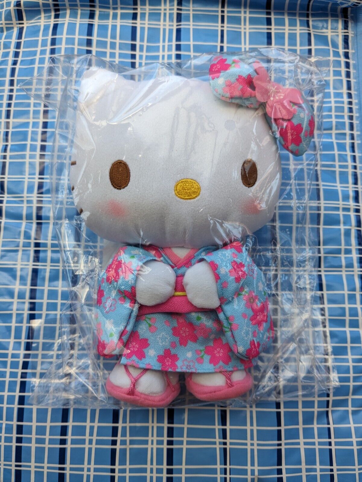 Sanrio Hello Kitty Stuffed Toy S (Sakura Kimono) Blue Plush Doll New. USA Seller