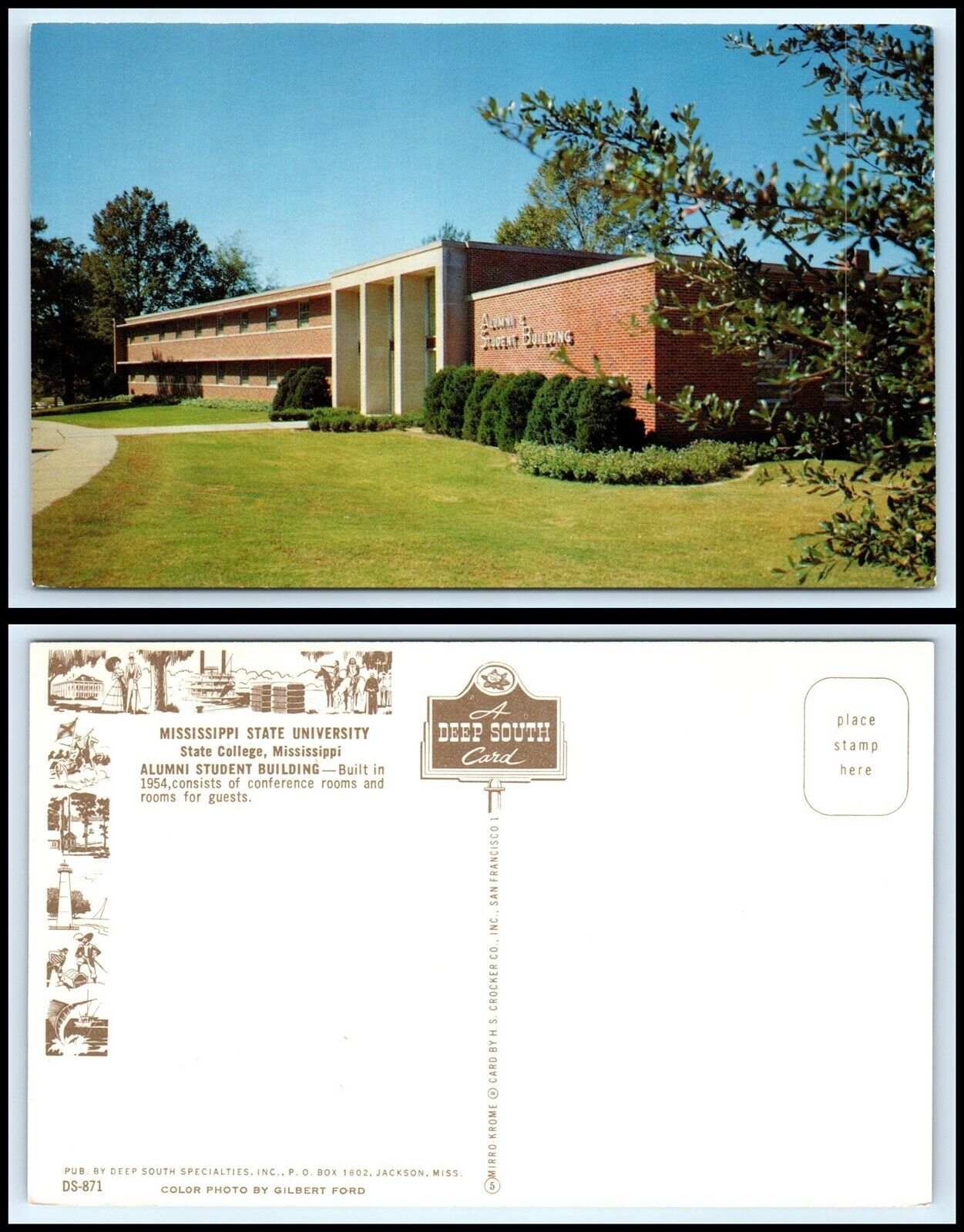 MISSISSIPPI Postcard - State College, Mississippi State University, Alumni S36