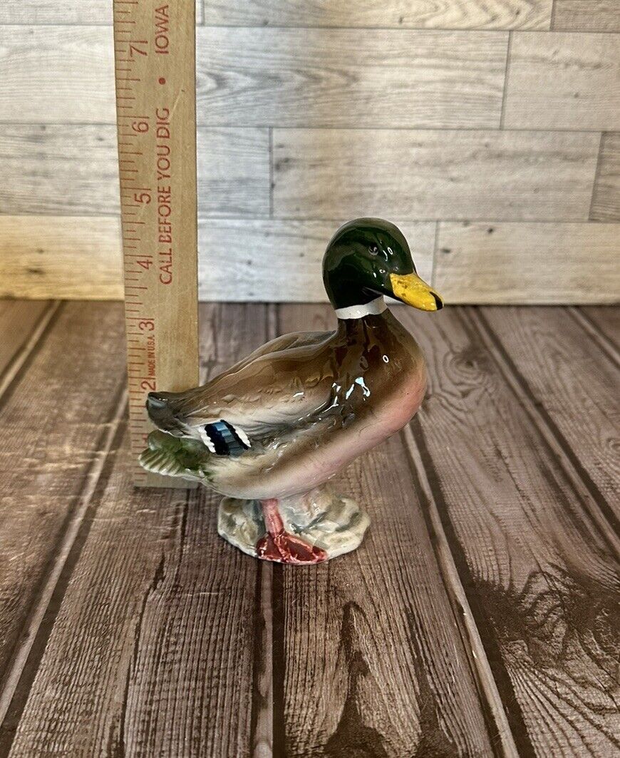Vintage. Hand Painted Ceramic Mallard Duck Figurine Made in Japan