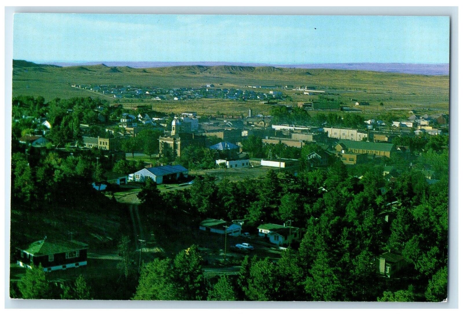 c1960's Aerial View Of Residences Newcastle Wyoming WY Unposted Vintage Postcard