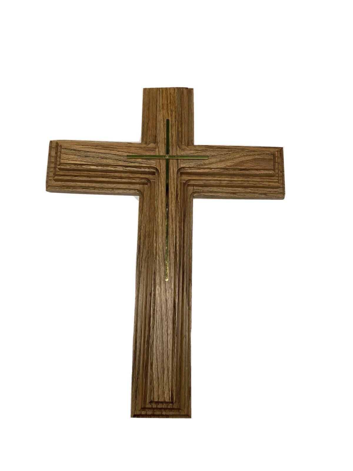 Large Solid Oak Handmade  Jesus Christian Cross Multi Layer 3D Crucifix Beauty
