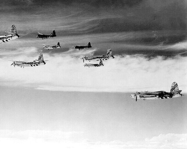 Martin B-26 Marauder Medium Bomber in flight formation 8x10 WWII WW2 Photo 812a