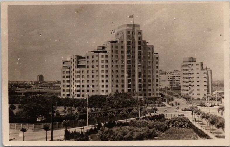 Vintage RPPC Photo Postcard Apartment Building / Street View - Location Unknown