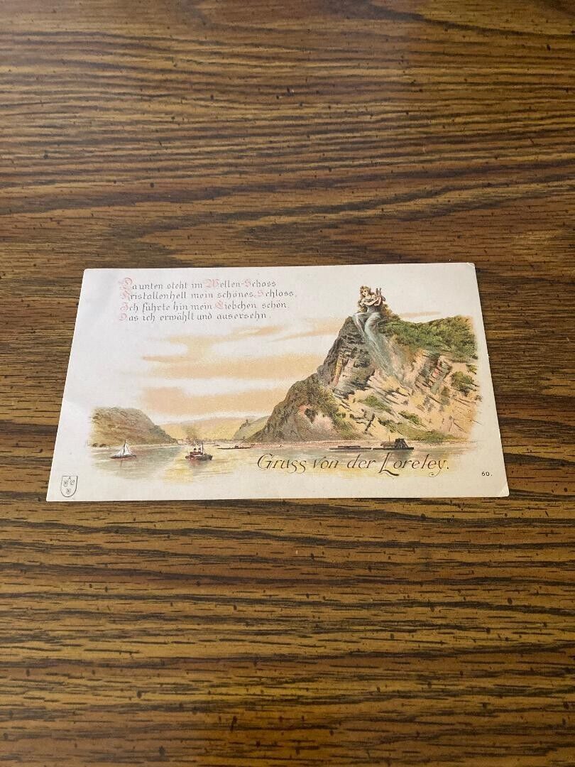 1899 Mountain View Gruss Von Der Loreley Germany Postcard Unused