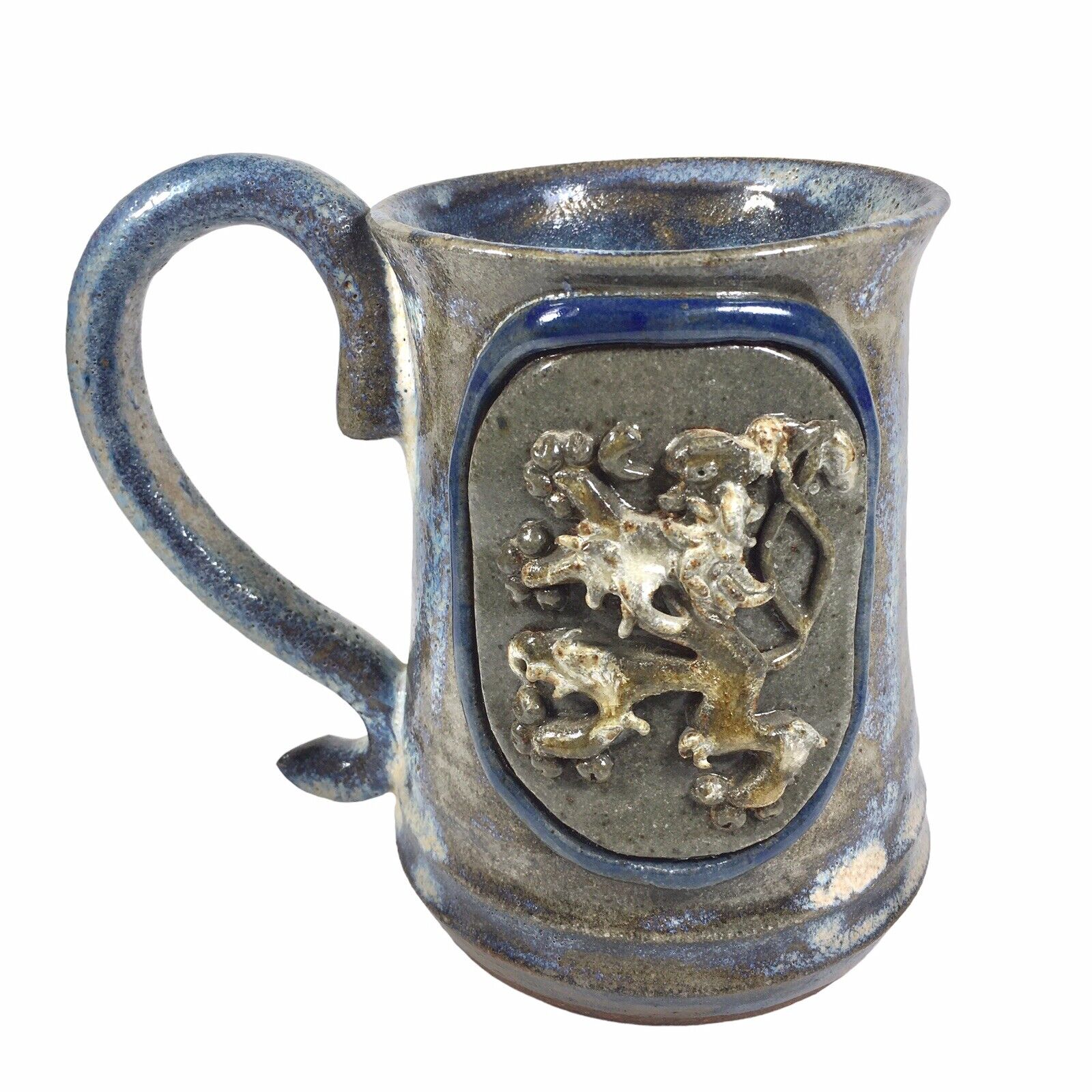 Lowenbrau Hand Thrown Mug Tankard Stein Ceramic Studio Pottery Vintage Unique