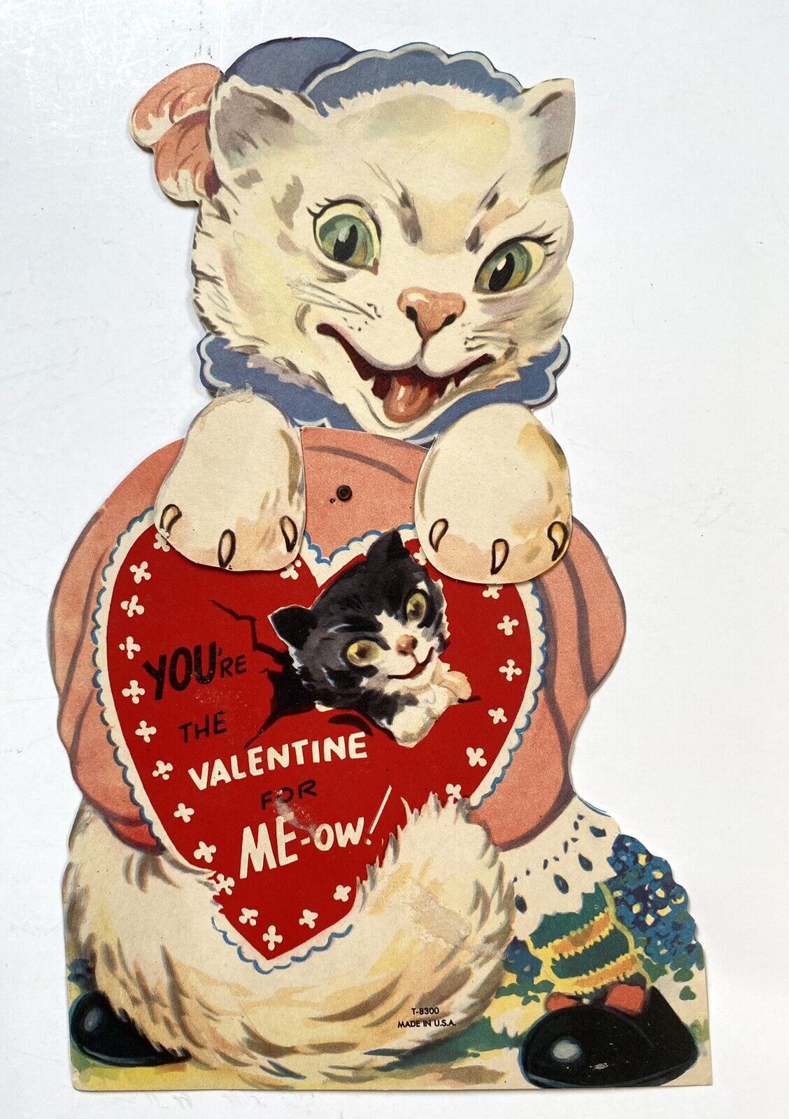 Vintage Oversized 10” Valentine’s Card Scary Cat Unused W/Envelope