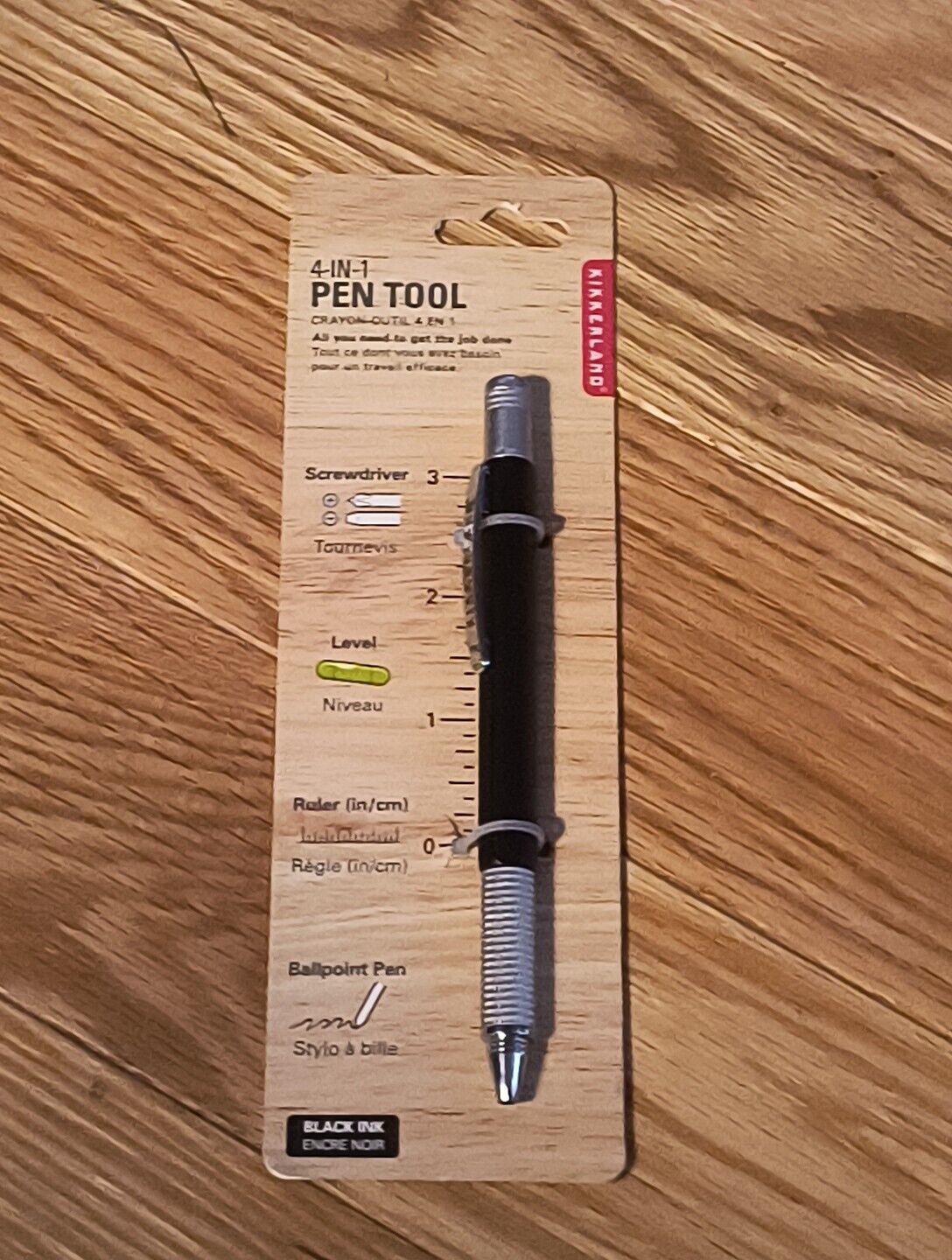 Kikkerland 4 In 1 Black Pen Tool Screwdriver Level Ruler Pen New