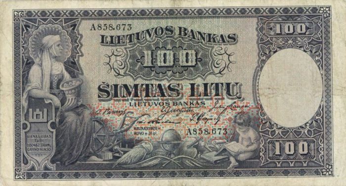 Lithuania - 100 Litu - P-25a - 1928 dated Foreign Paper Money - Paper Money - Fo