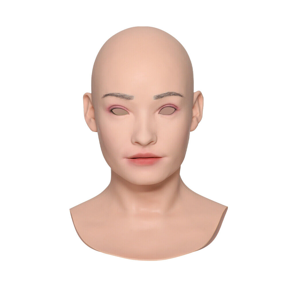 IMI Realistic Silicone Female Face Mask With Neck Crossdresser Makeup Headwear