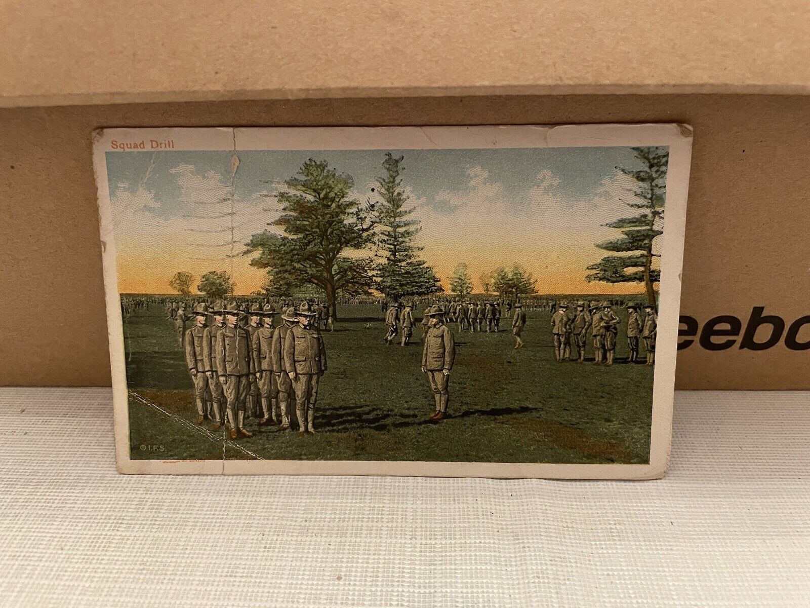 Vtg Postcard Squad Drill Soldiers 1917