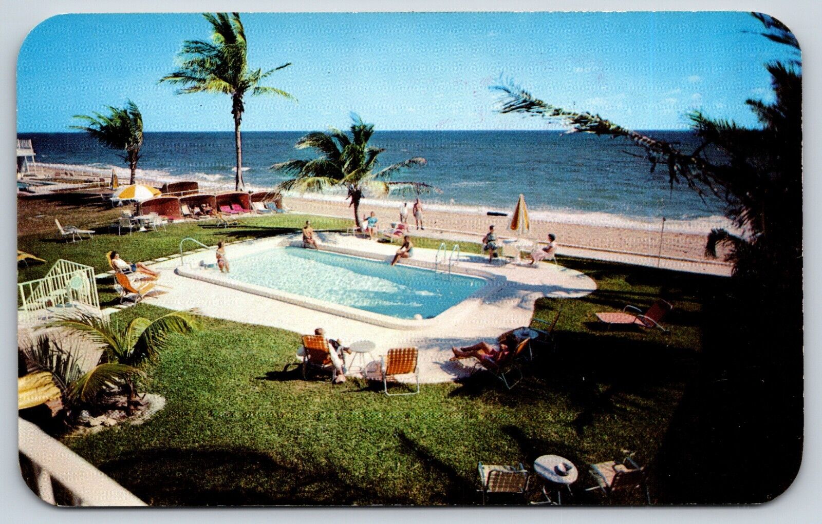 Vintage Postcard Tropic Seas Apartments Ft Lauderdale Florida Swimming Pool G10
