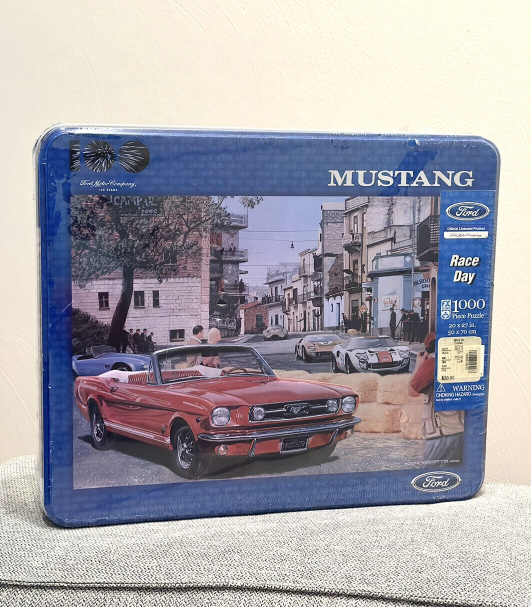 New Puzzle Ford Motor Co Mustang Race Day 1000 Piece Puzzle Anniversary Tin Box