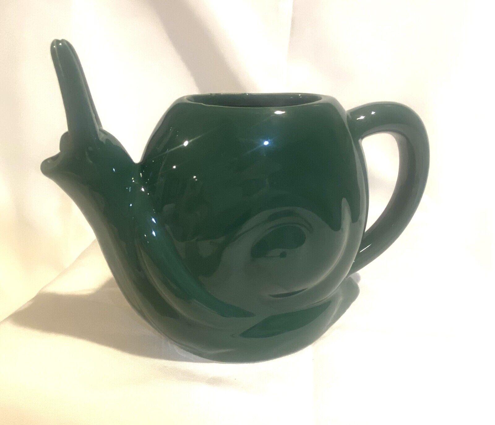 Ceramic Snail Watering Pitcher/Can In Dark Green New