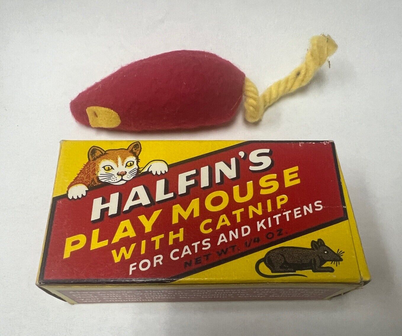 Vintage Halfin\'s Play Mouse w/ Catnip National Pet Supply Co. Red Original Box