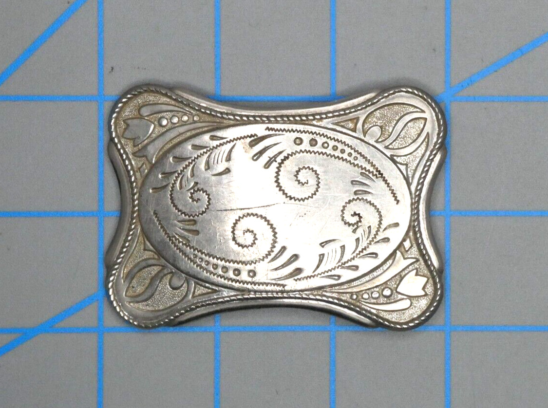Vintage Western Scroll Nickel Silver Belt Buckle