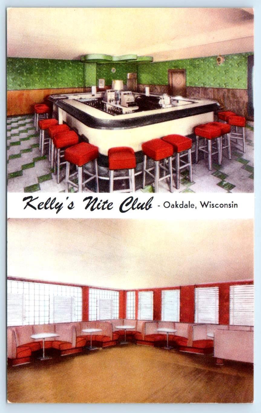 OAKDALE, WI  ~ Roadside KELLY\'S NITE CLUB & BAR c1960s Monroe County Postcard